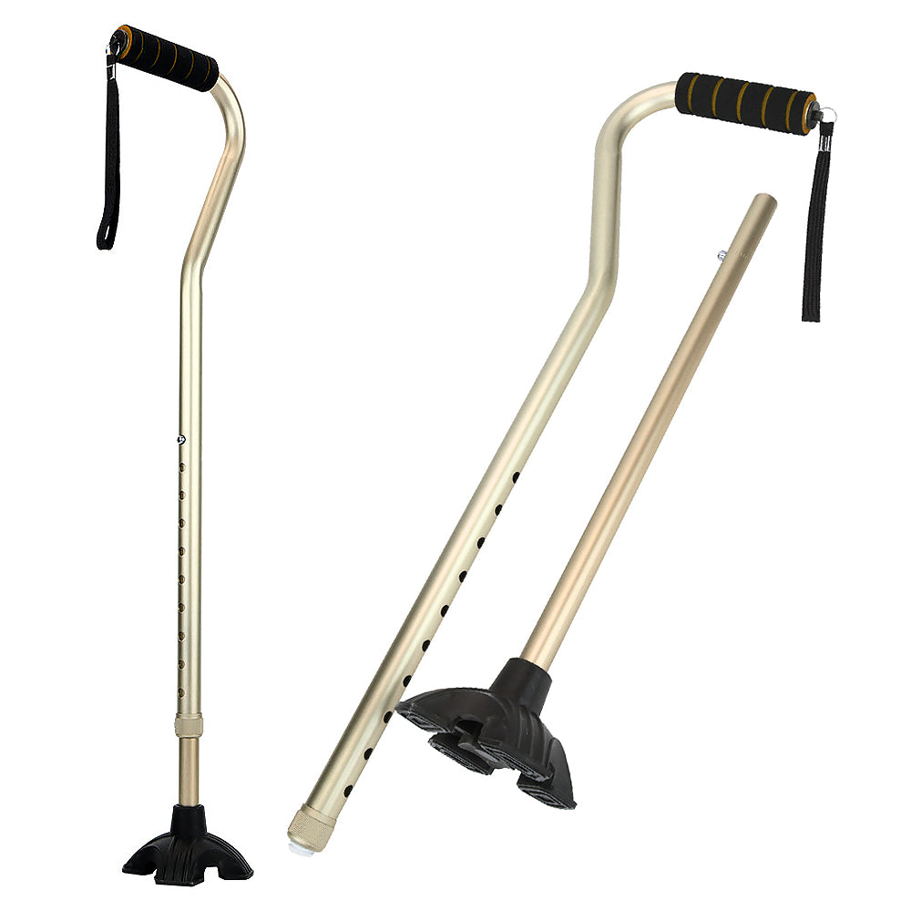 Adjustable Aluminum Walking Cane with Quad Base