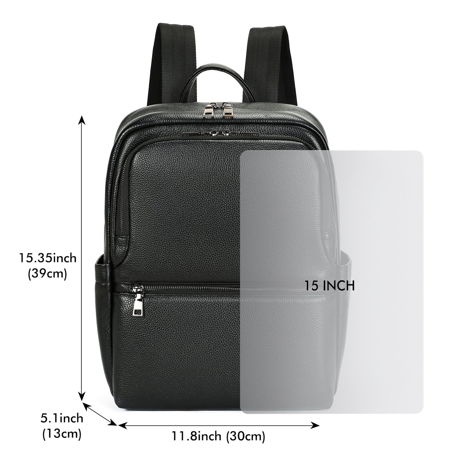 Black Leather Laptop Backpack