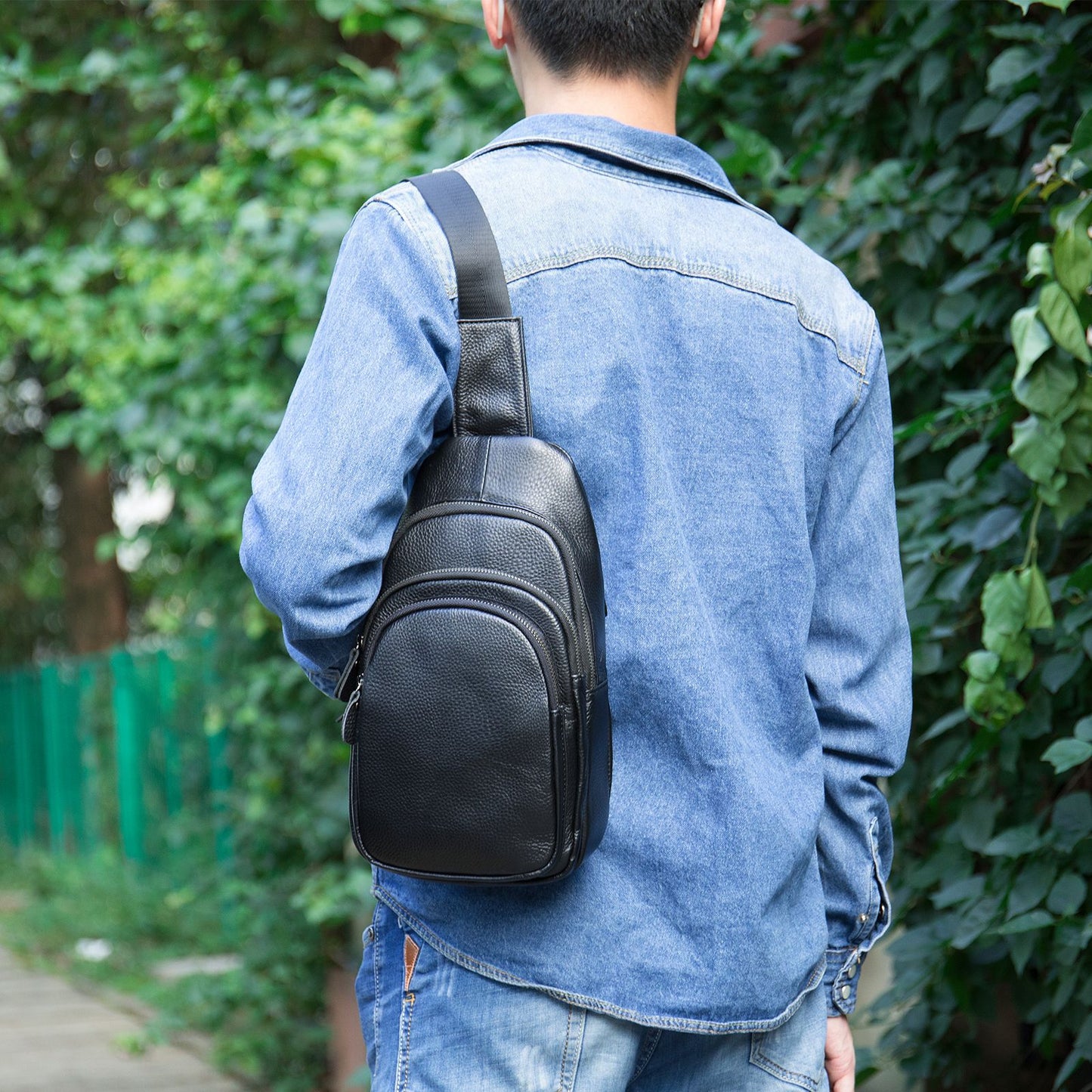 Men's Leather Sling Bag Outdoor Casual Bum Bag