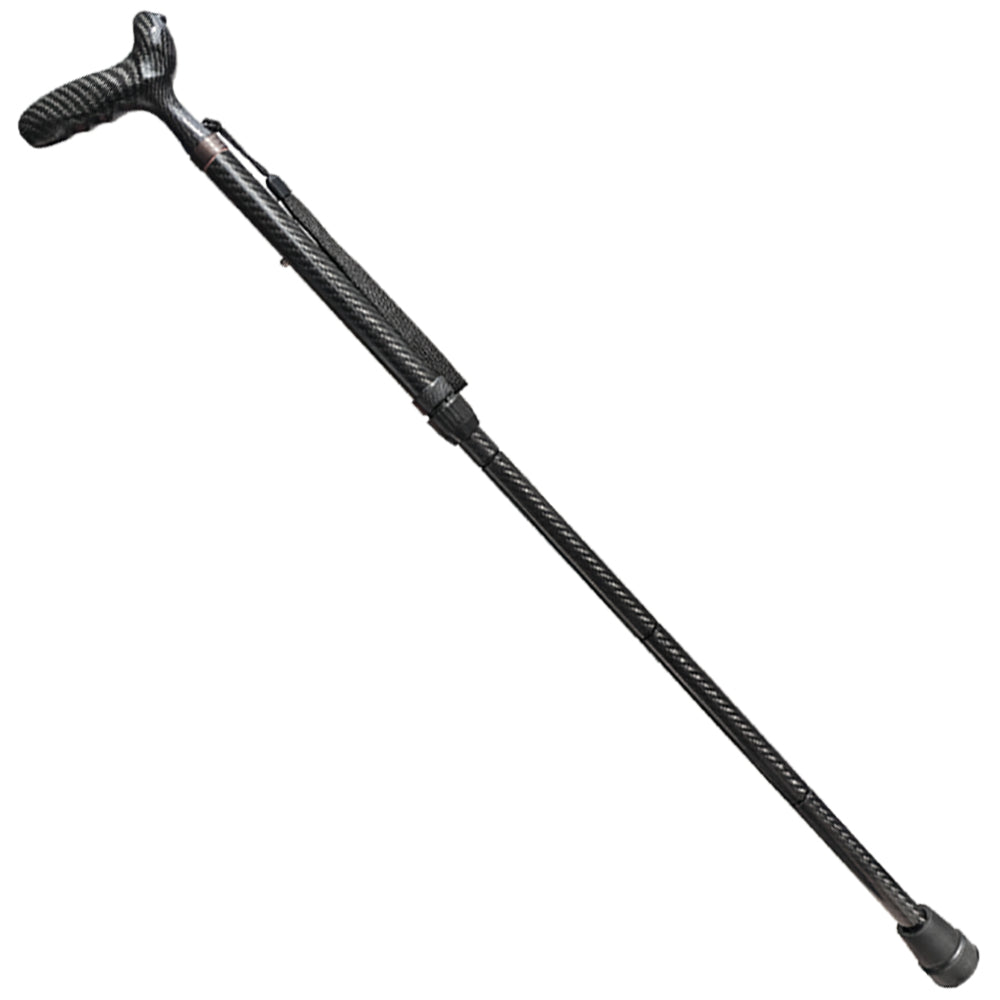 Folding Carbon Fiber Cane - 5 Adjustable Heights, Ergonomic Handle, With Carry Bag