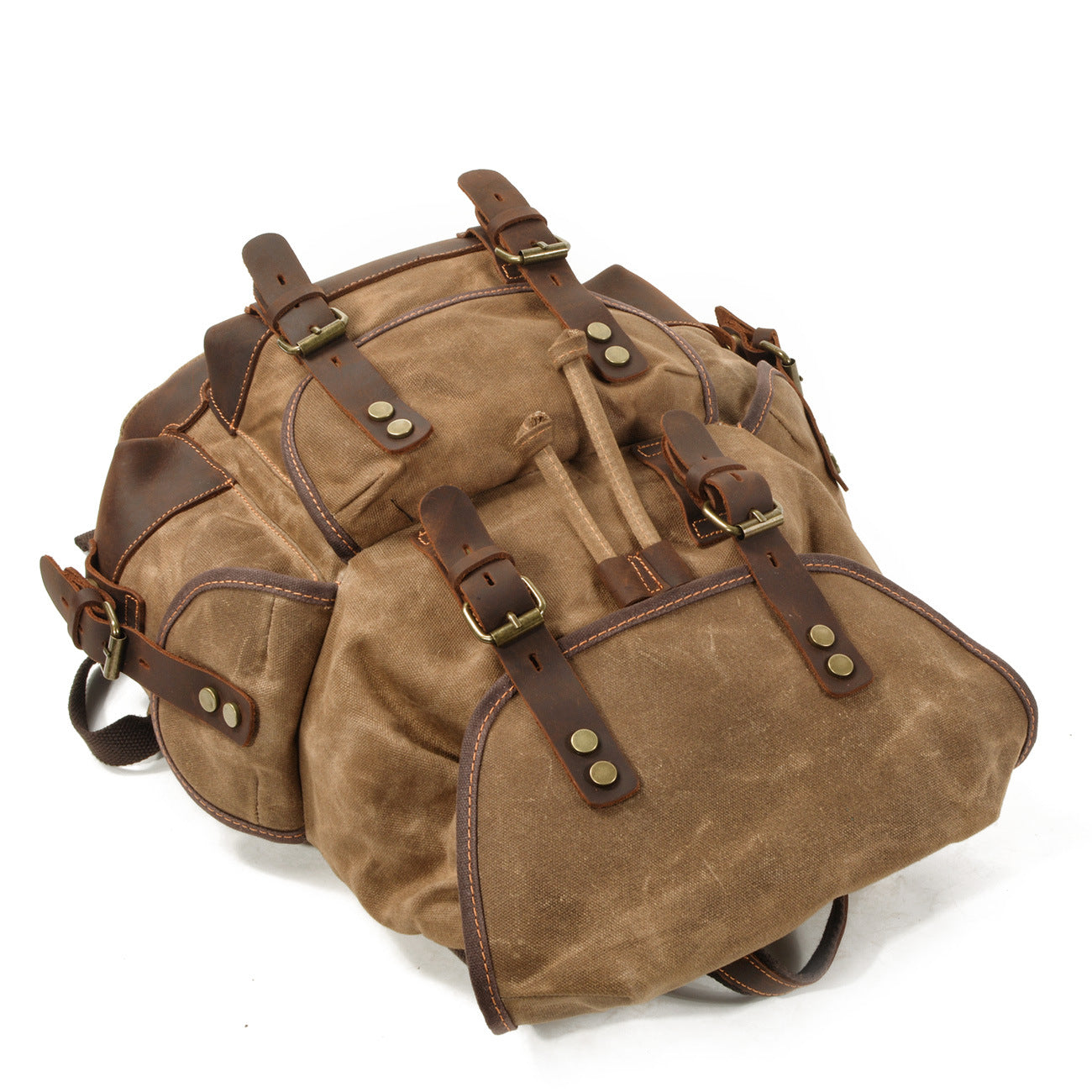 Genuine Leather-Waxed Canvas Travel Backpack