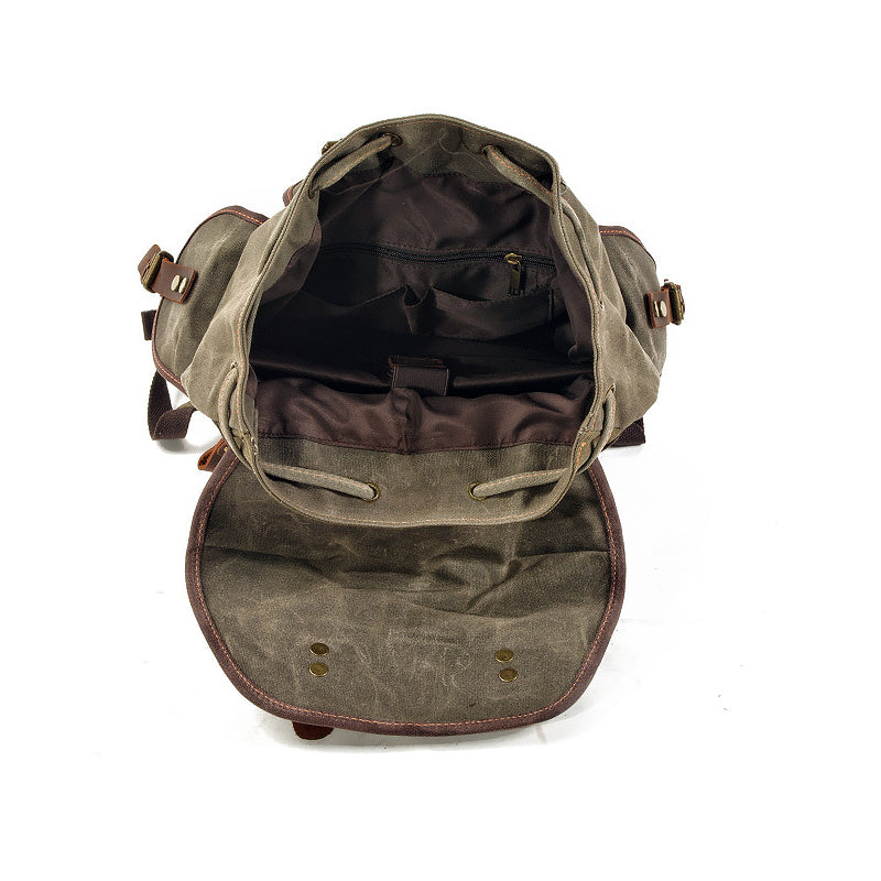 Genuine Leather-Waxed Canvas Travel Backpack