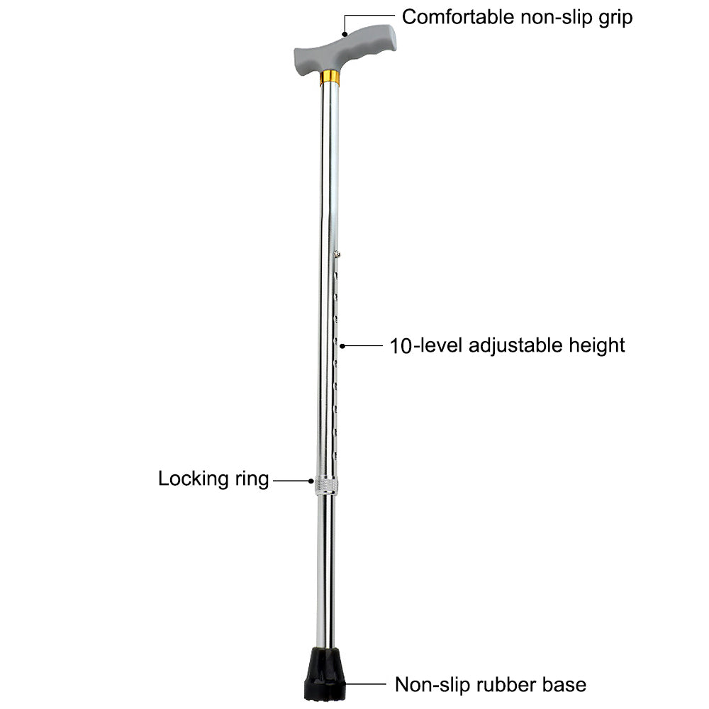 Lightweight 10-Level Adjustable Walking Cane for Seniors