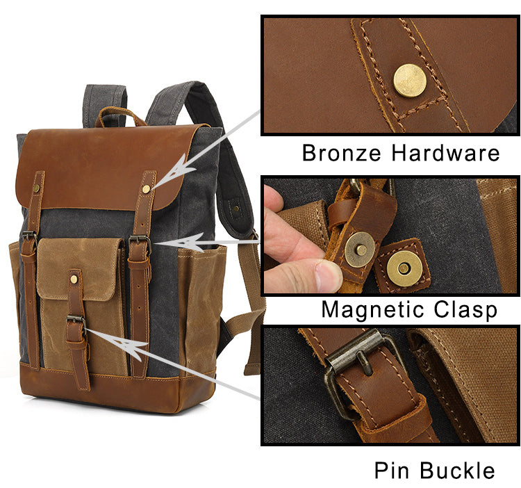 Vintage Canvas Backpack Fit 15.6 Inch Laptop