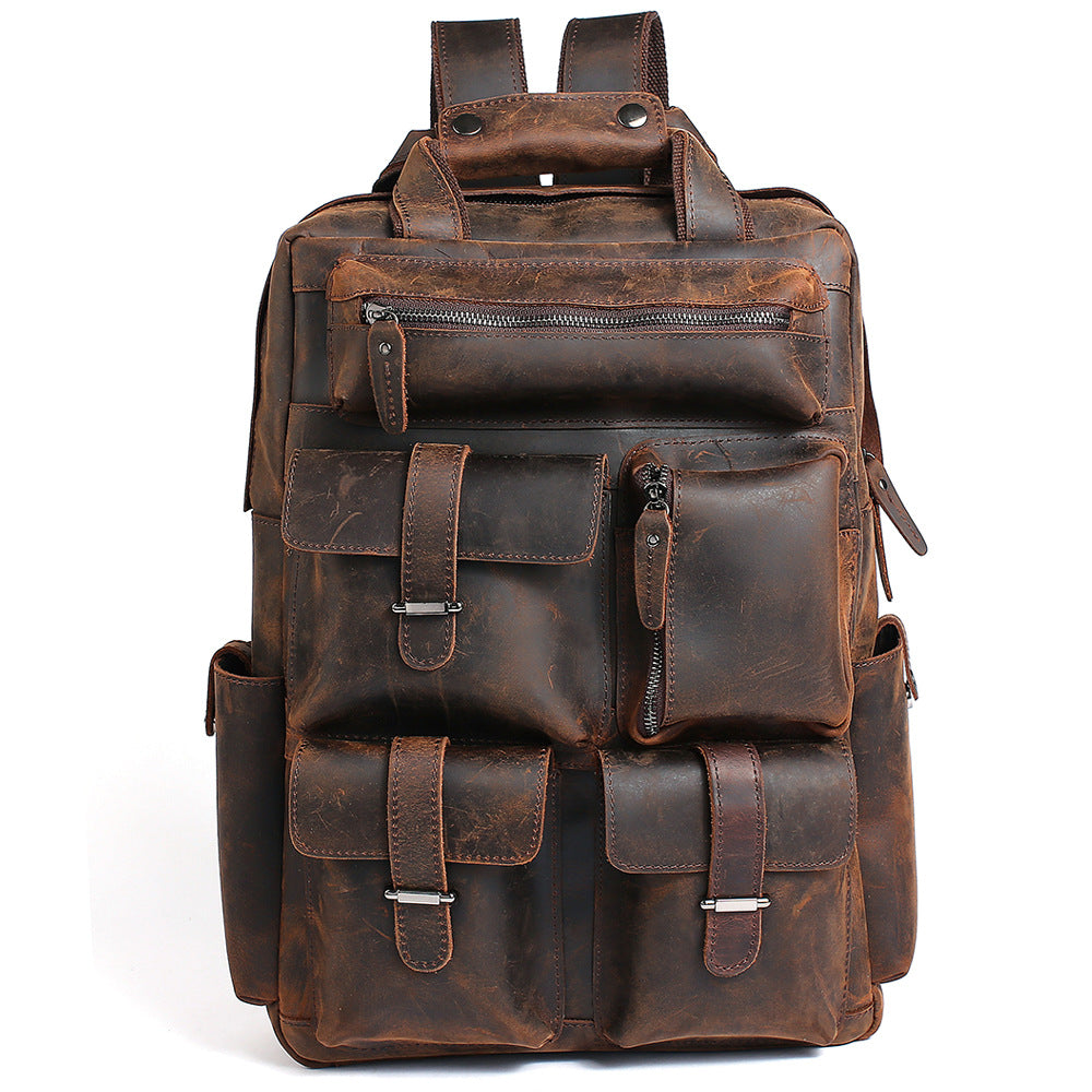 Mens Leather Travel Backpack