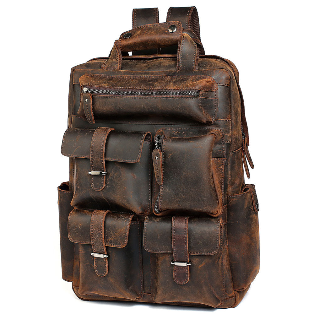 Mens Leather Travel Backpack