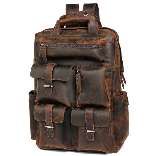 Mens Leather Travel Backpack