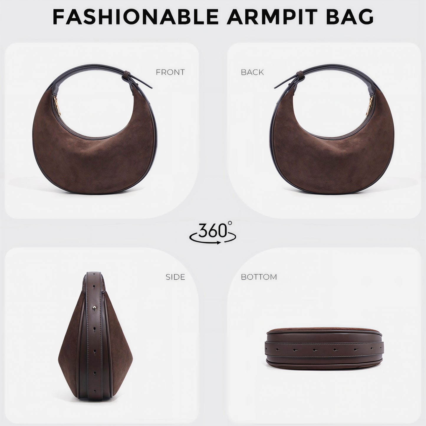 Women's Suede Hobo Bag with Adjustable Strap