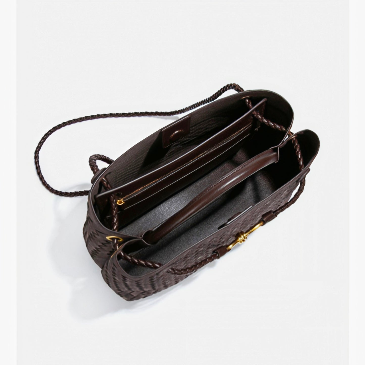 Trendy Suede Woven Leather Shoulder Satchel Bag for Women