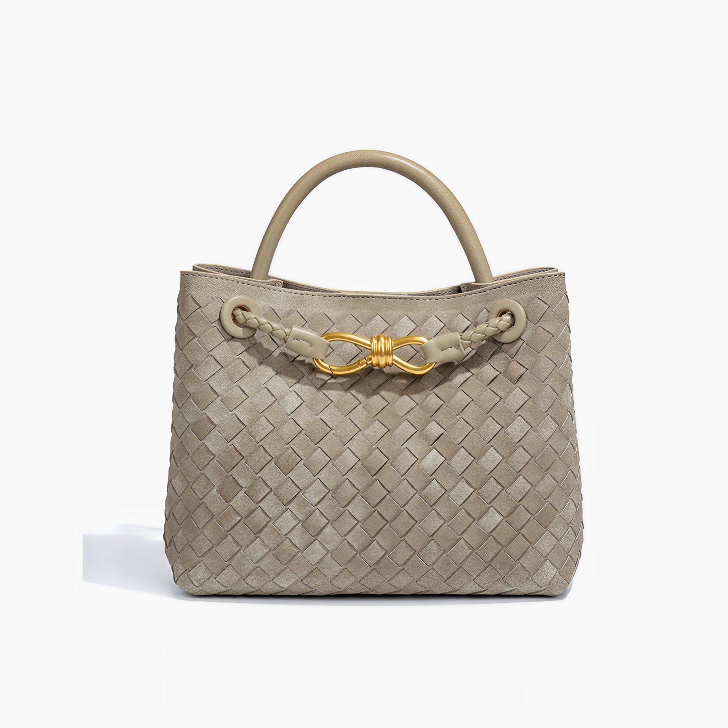 Trendy Suede Woven Leather Shoulder Satchel Bag for Women