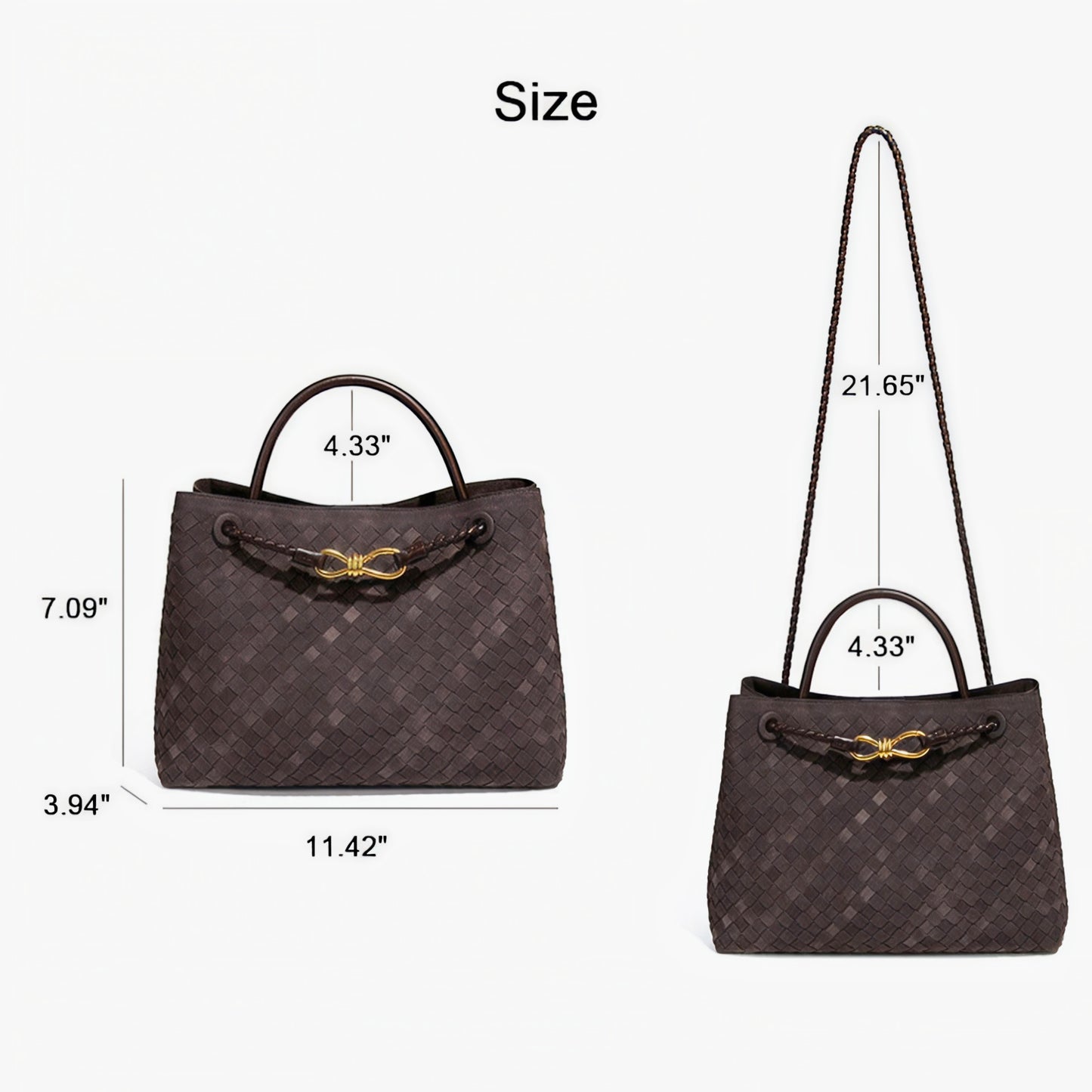 Trendy Suede Woven Leather Shoulder Satchel Bag for Women