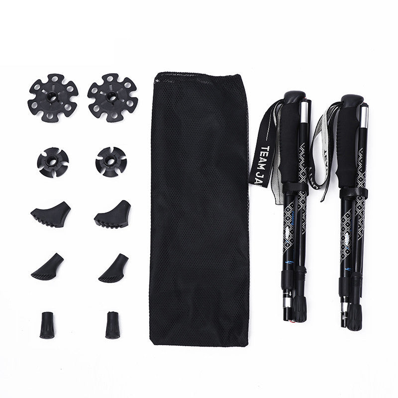 Ultralight 5-Section Aluminum Folding Trekking Poles with Shock Absorption