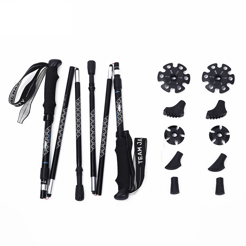 Ultralight 5-Section Aluminum Folding Trekking Poles with Shock Absorption