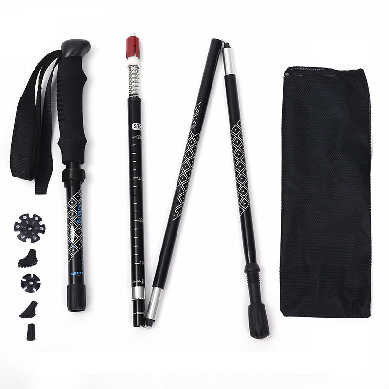 Ultralight 5-Section Aluminum Folding Trekking Poles with Shock Absorption