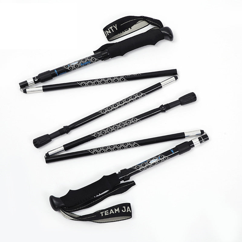 Ultralight 5-Section Aluminum Folding Trekking Poles with Shock Absorption