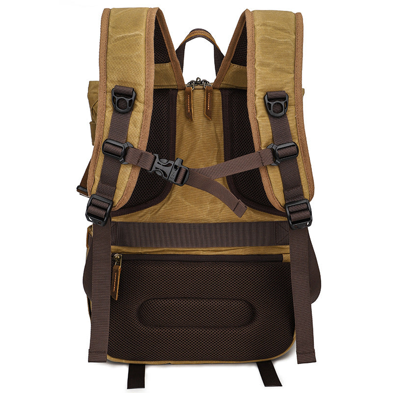 Vintage Leather & Waxed Canvas Camera Backpack