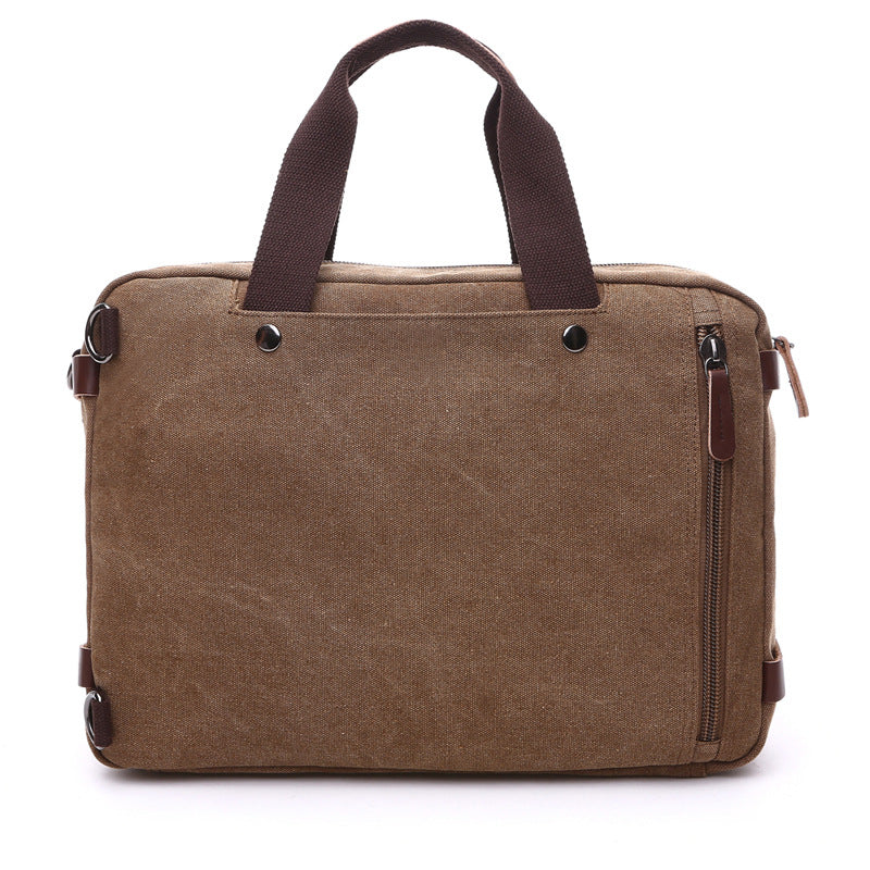 Large Canvas Briefcase Backpack, Fits 17 Inch Laptop