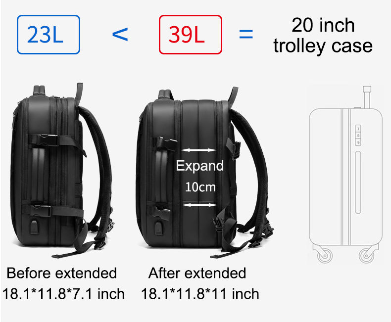 Expandable Travel Laptop Backpack