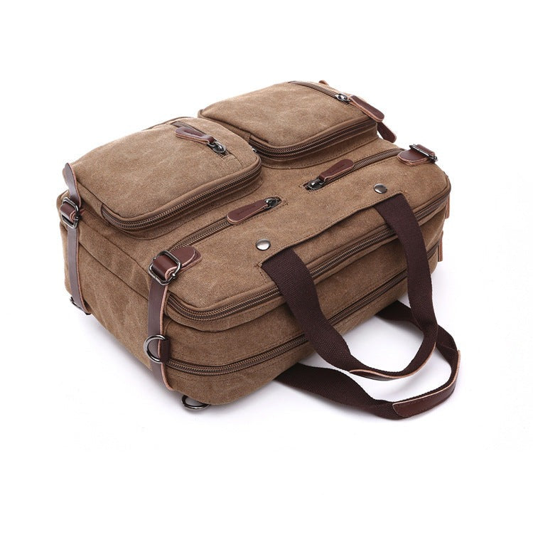 Large Canvas Briefcase Backpack, Fits 17 Inch Laptop