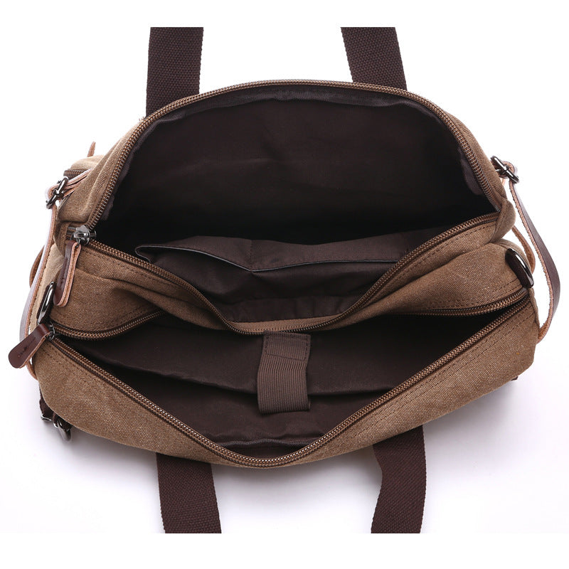 Large Canvas Briefcase Backpack, Fits 17 Inch Laptop