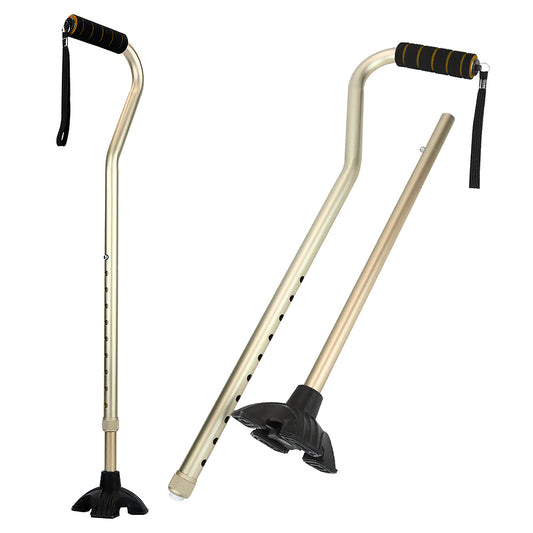Adjustable Aluminum Walking Cane with Quad Base