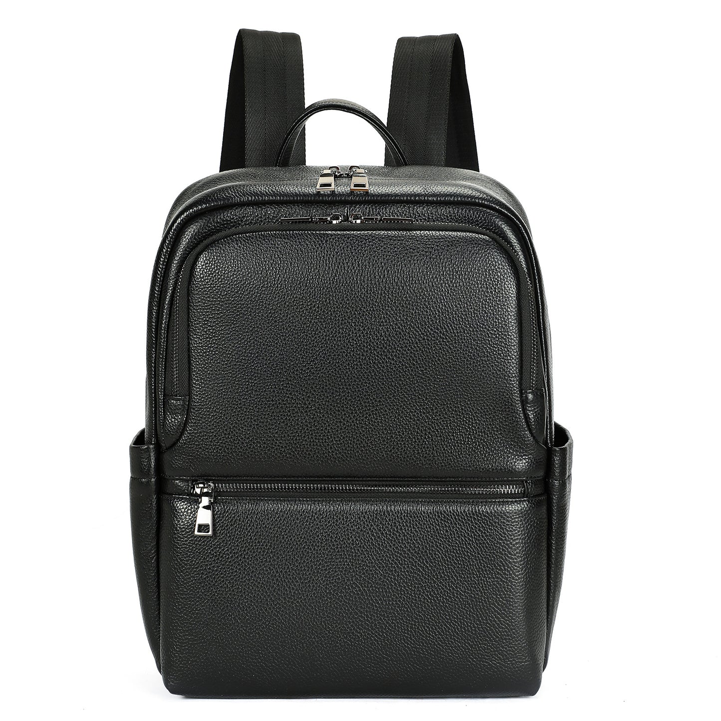 Black Leather Laptop Backpack