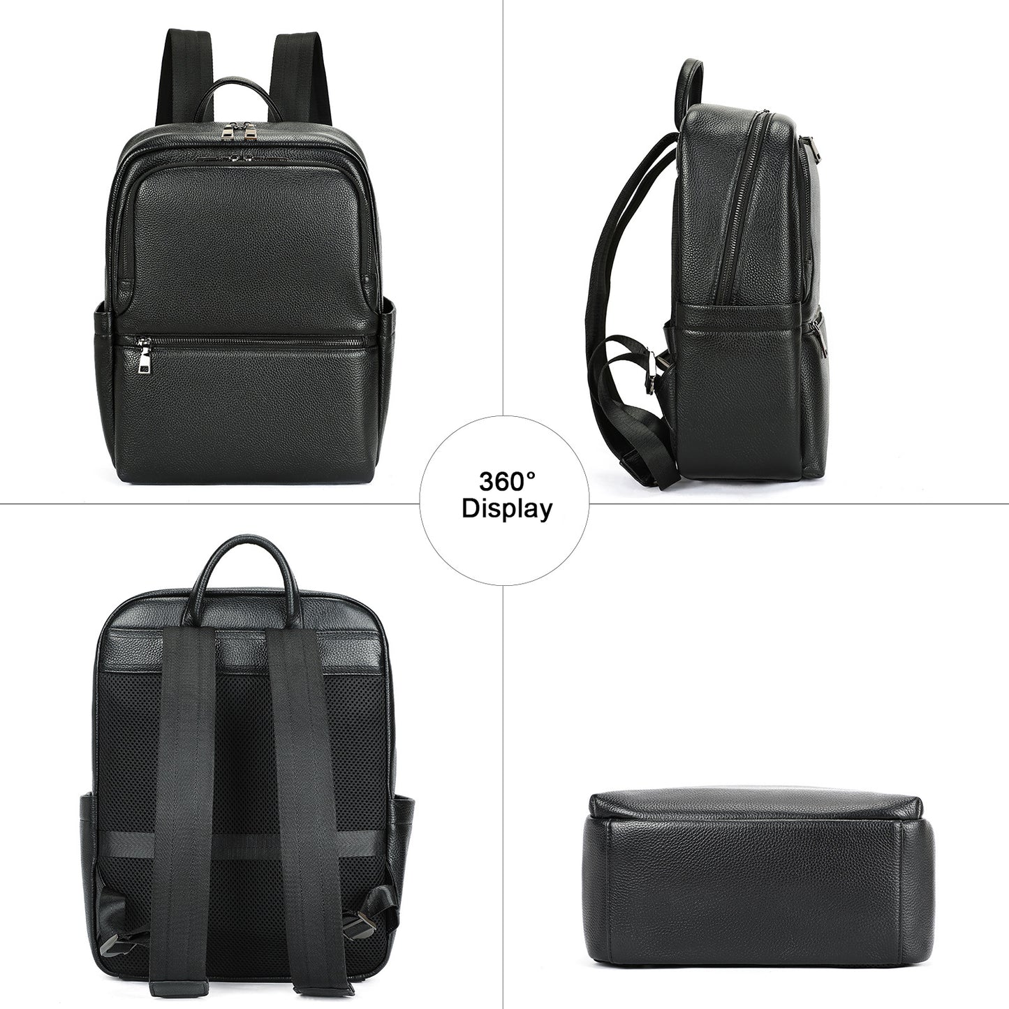Black Leather Laptop Backpack