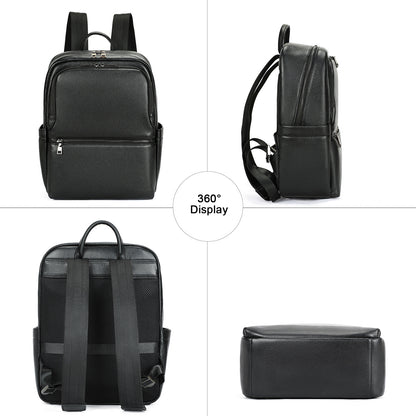 Black Leather Laptop Backpack