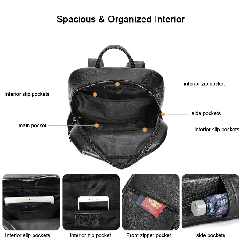Black Leather Laptop Backpack