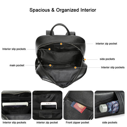 Black Leather Laptop Backpack