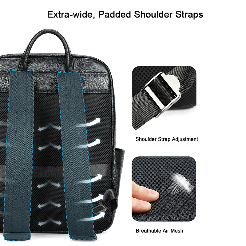 Black Leather Laptop Backpack