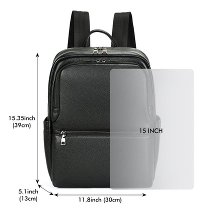 Black Leather Laptop Backpack