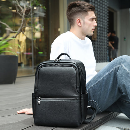 Black Leather Laptop Backpack
