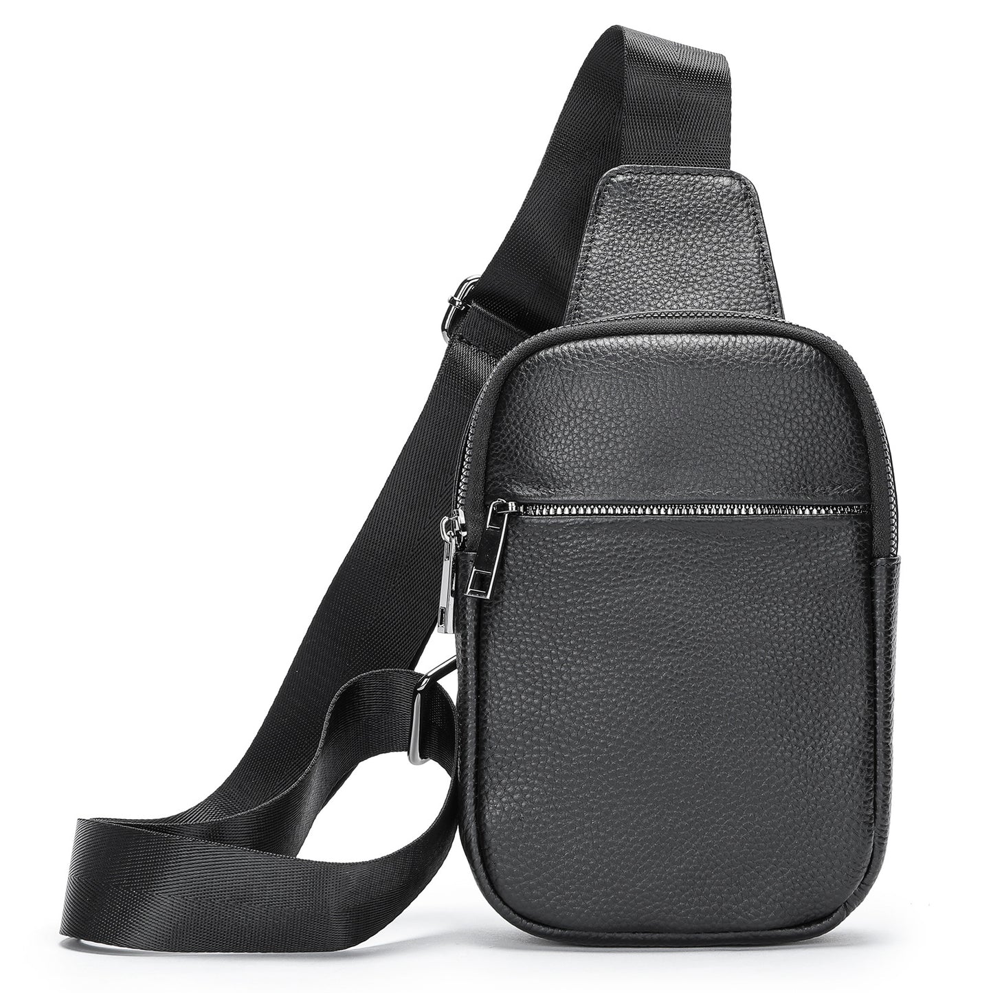 Black Leather Sling Bag