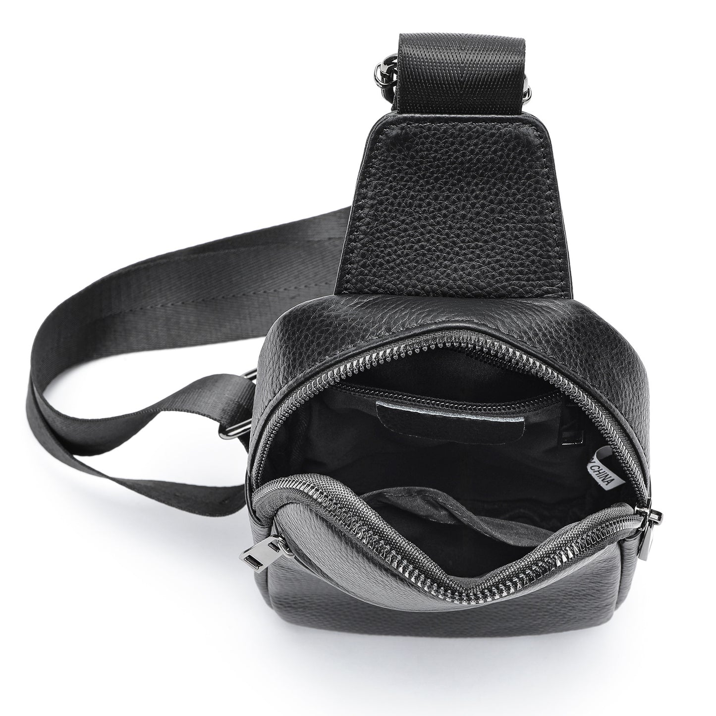 Black Leather Sling Bag