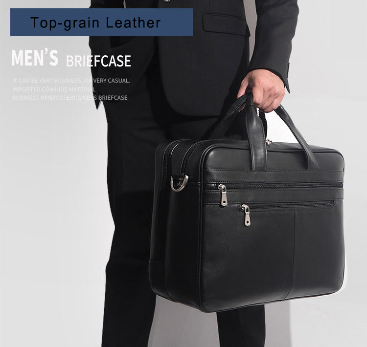 Men's Leather Briefcase, Fits 17 Inch Laptop