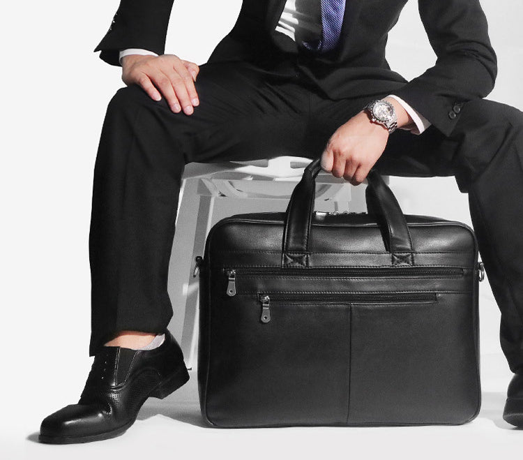 Men's Leather Briefcase, Fits 17 Inch Laptop