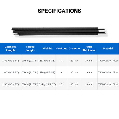 Collapsible Carbon Fiber Tarp Poles