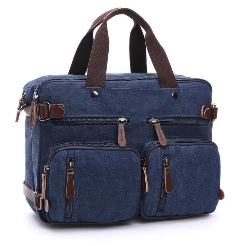 Large Canvas Briefcase Backpack, Fits 17 Inch Laptop