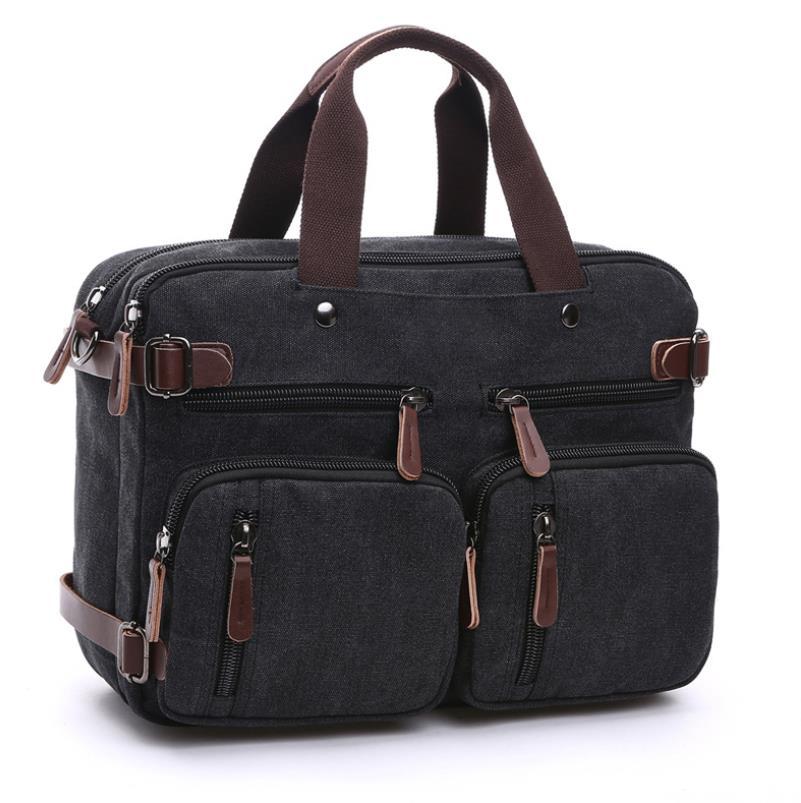 Large Canvas Briefcase Backpack, Fits 17 Inch Laptop