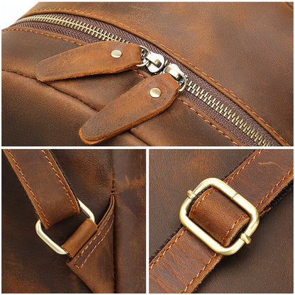 Crazy Horse Leather Backpack for Men & Women