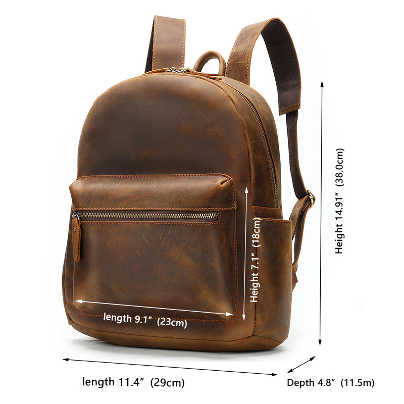 Crazy Horse Leather Backpack for Men & Women