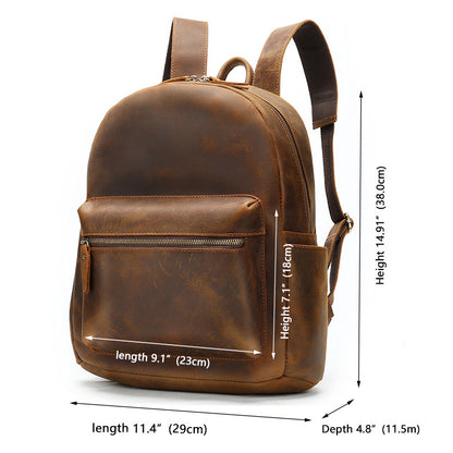 Crazy Horse Leather Backpack for Men & Women