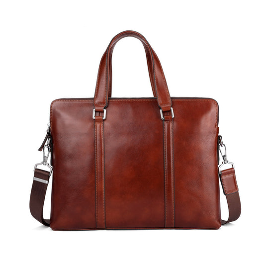 Double-Zip Leather Briefcase