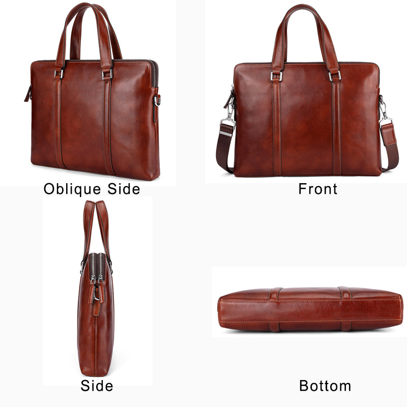 Double-Zip Leather Briefcase