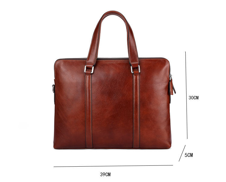 Double-Zip Leather Briefcase