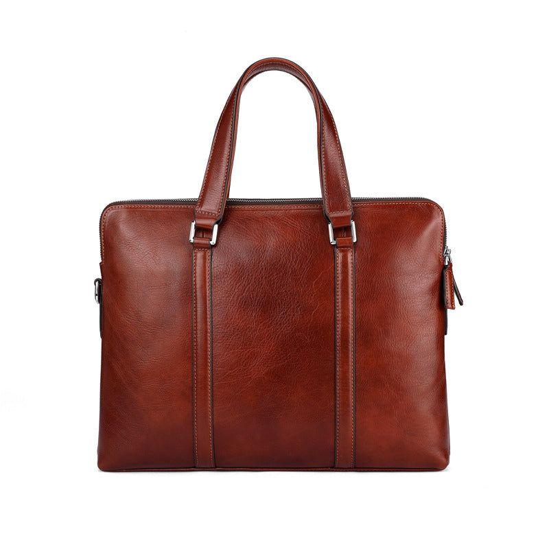 Double-Zip Leather Briefcase