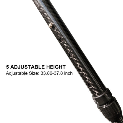 Folding Carbon Fiber Cane - 5 Adjustable Heights, Ergonomic Handle, With Carry Bag