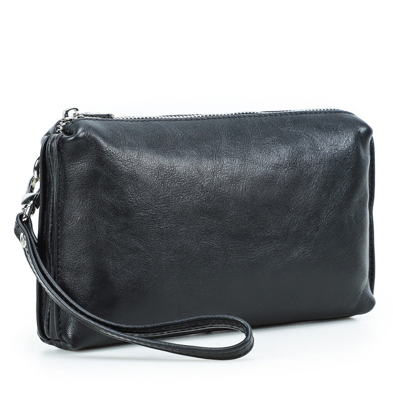 Genuine Leather RFID Card Wallet with Wrist Strap