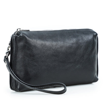 Genuine Leather RFID Card Wallet with Wrist Strap